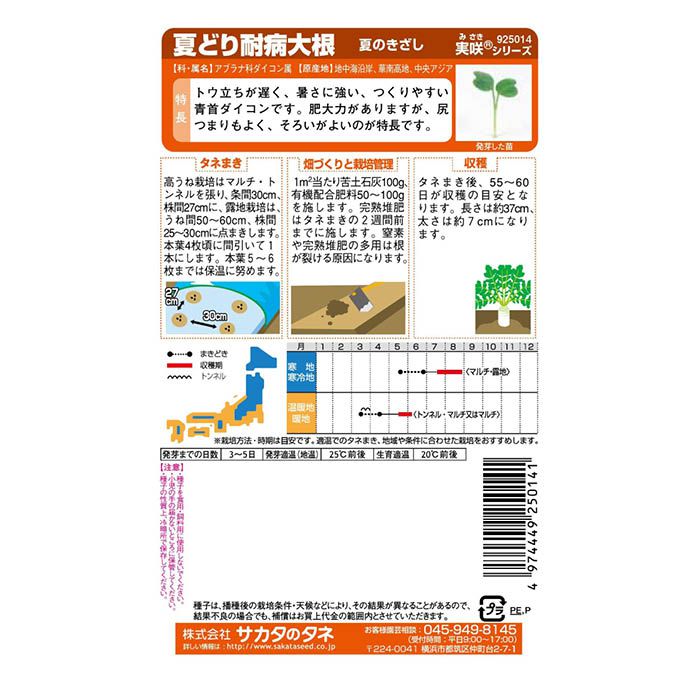 サカタのタネ 夏どり耐病大根 夏のきざしの説明画像2