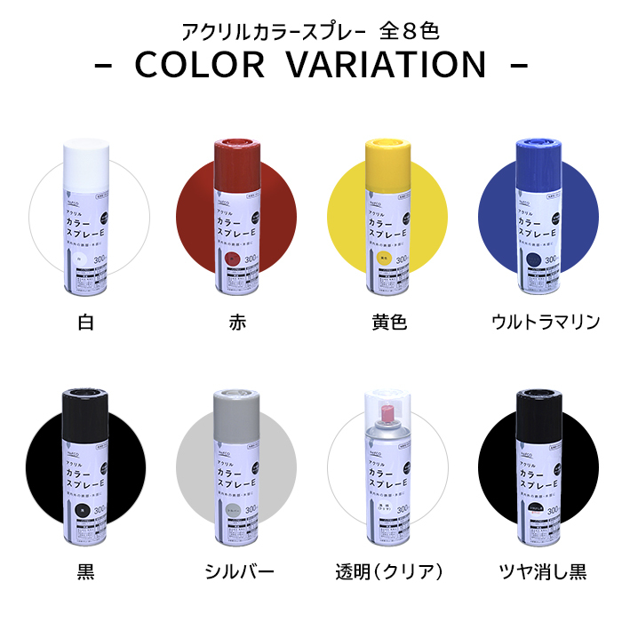 ナフコ アクリルカラースプレーE 300ml 白の説明画像3
