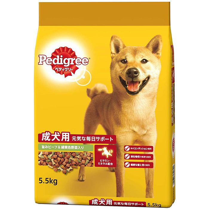 ペディグリードライ 成犬用　旨みビーフ&緑黄色野菜入り 5.5kg