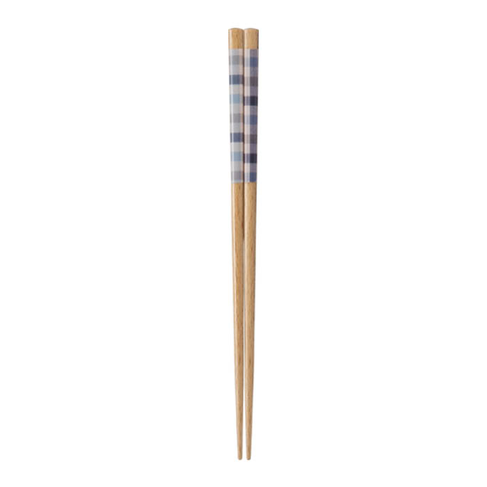 ナカノ 塗箸食洗対応ナチュラルチェック青 22.5cm