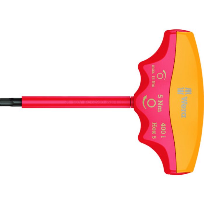 Wera 400i VDE絶縁トルクドライバーT型 ヘックスプラス六角5.0 / 5.0 Nm(Tcode:1952365)