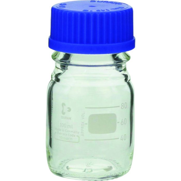 SIBATA 耐熱ねじ口びん 青キャップ付 100mL (Tcode:1068631)