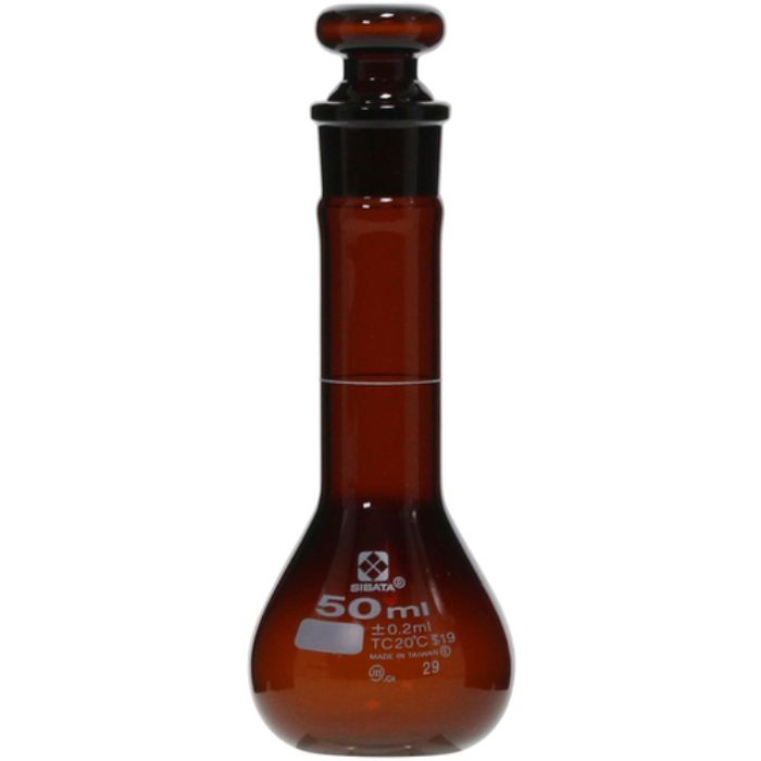 SIBATA メスフラスコ 茶 短形 50mL(Tcode:2159596)