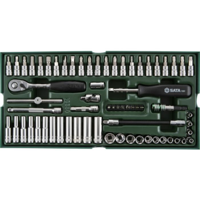SATA 1/4”DRソケットレンチセット(6角タイプ)トレー入り(Tcode:4468828)