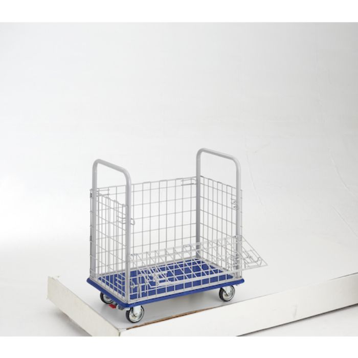 TRUSCO プレス製台車 ドンキーカート 金網付 740×480 ストッパー付(Tcode:8688597)