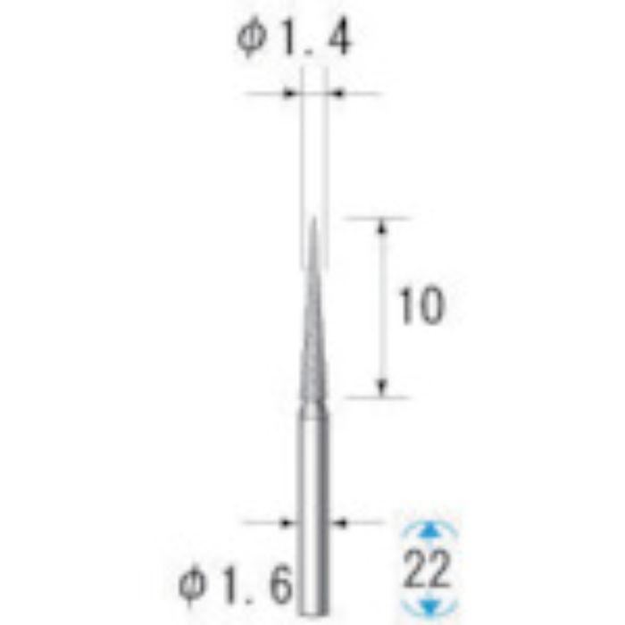 ナカニシ 電着ダイヤモンドバー (1Pk(袋)=5本入) 刃径1.4mm(Tcode:4758714)
