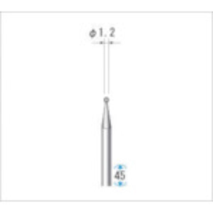 ナカニシ 電着ダイヤモンドバー 粒度#130 球 刃径1.2mm 刃長1.2mm(Tcode:4758803)