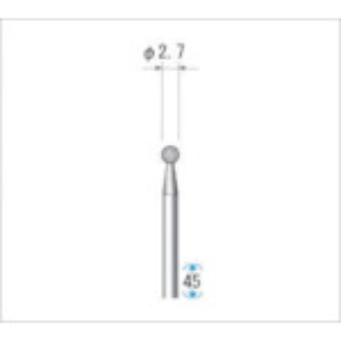 ナカニシ 電着ダイヤモンドバー 粒度#130 球 刃径2.7mm 刃長2.7mm(Tcode:4758854)