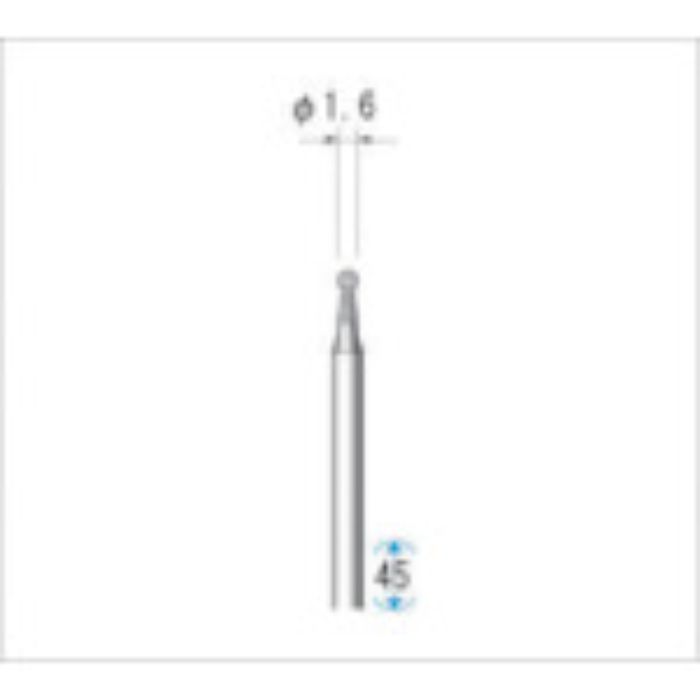 ナカニシ 電着ダイヤモンドバー 粒度#130 球 刃径1.6mm 刃長1.6mm(Tcode:4758901)