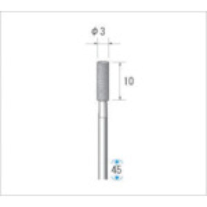 ナカニシ 電着ダイヤモンドバー 粒度#140 円筒 刃径3.0mm 刃長10mm(Tcode:4758927)