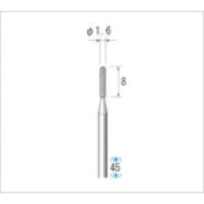 ナカニシ 電着ダイヤモンドバー粒度130 円筒先丸 刃径1.6mm刃長8.0mm(Tcode:4758943)