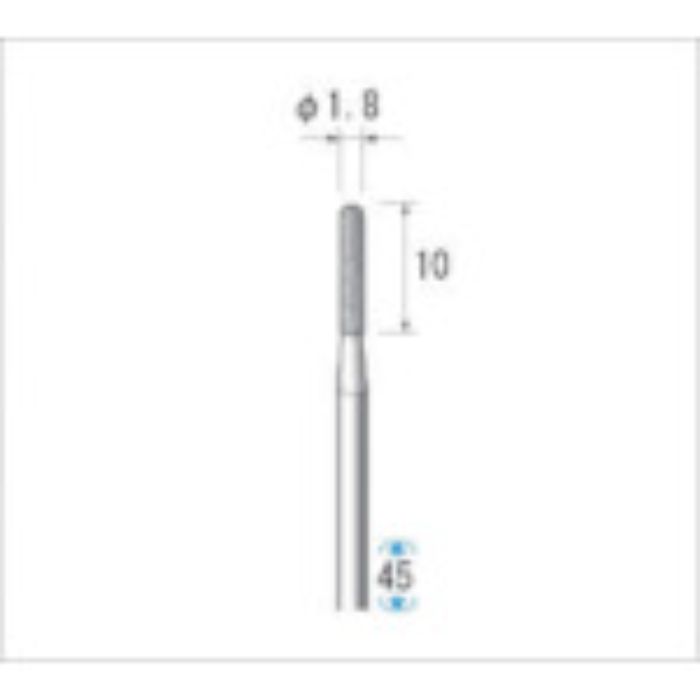 ナカニシ 電着ダイヤモンドバー 粒度130 円筒先丸 刃径1.8mm刃長10mm(Tcode:4758951)