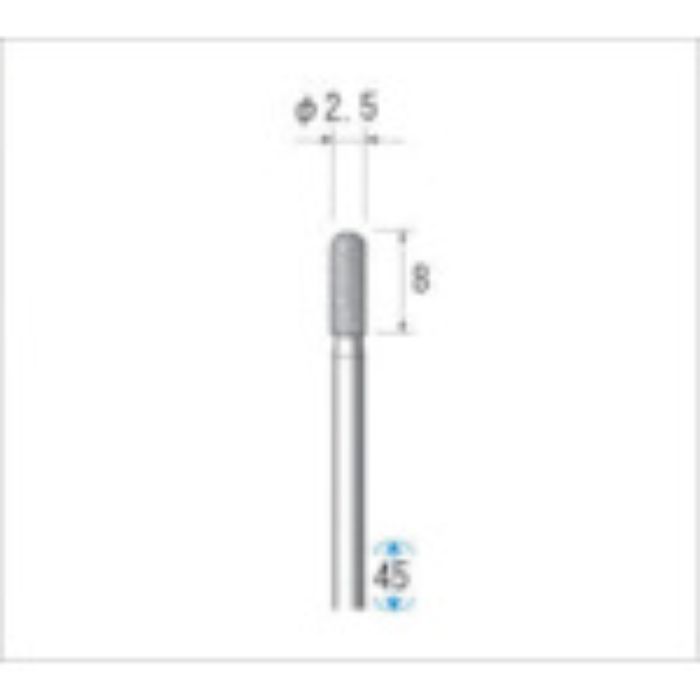 ナカニシ 電着ダイヤモンドバー 粒度130 円筒先丸 刃径2.5mm 刃長8mm(Tcode:4758960)