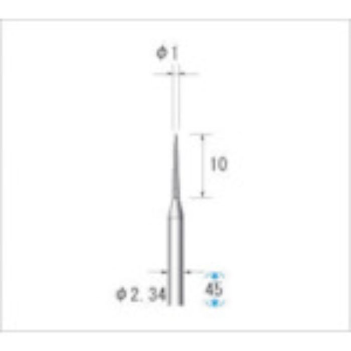 ナカニシ 電着ダイヤモンドバー 粒度#220 テーパー 刃径1mm 刃長10mm(Tcode:4758986)