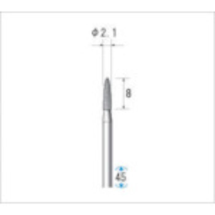 ナカニシ 電着ダイヤモンドバー 粒度#130 砲弾 刃径2.1mm 刃長8mm(Tcode:4759036)
