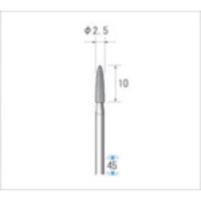 ナカニシ 電着ダイヤモンドバー 粒度#130 砲弾 刃径2.5mm 刃長10mm(Tcode:4759044)