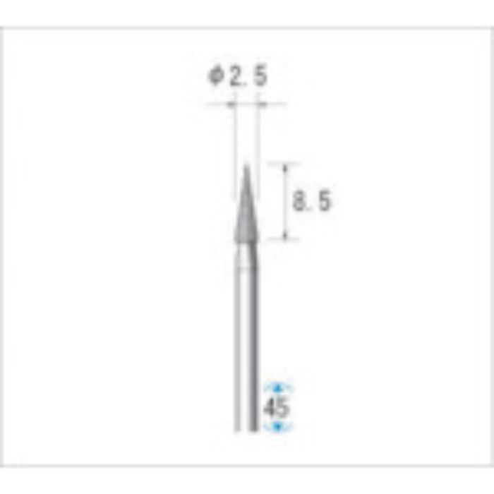 ナカニシ 電着ダイヤモンドバー 粒度130 円錐 刃径2.5mm 刃長8.5mm(Tcode:4759061)