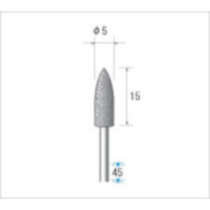 ナカニシ 電着ダイヤモンドバー 粒度#130 砲弾 刃径5mm 刃長15mm(Tcode:4759168)