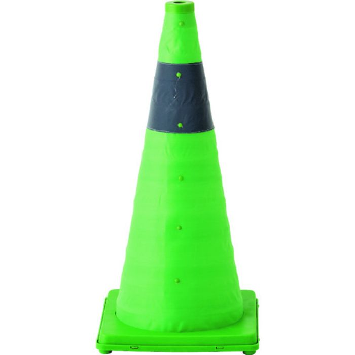 緑十字 伸縮式三角コーン 緑 伸縮コーン-G(大) 高さ620mm(ベース295mm角) 反射材付(Tcode:1140223)