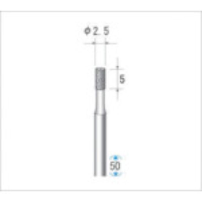 ナカニシ 電着ダイヤモンドバー #100 刃径2.5×刃長5×軸径3×50L(Tcode:4759419)