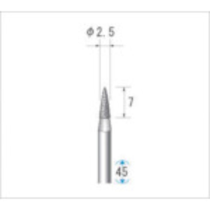 ナカニシ 電着CBNバー 砲弾 #100 刃径2.5×45L(Tcode:4760611)