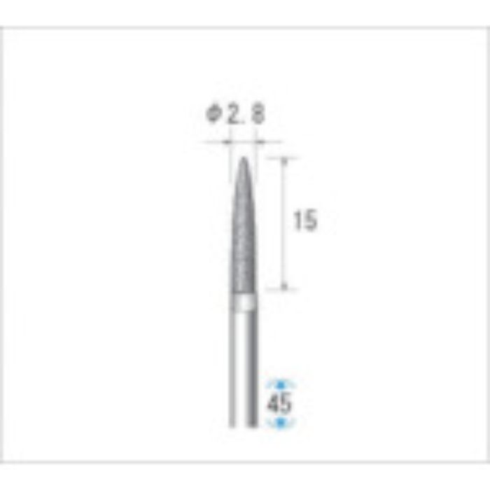ナカニシ 電着CBNバー 砲弾 #120 刃径2.8×45L(Tcode:4760620)