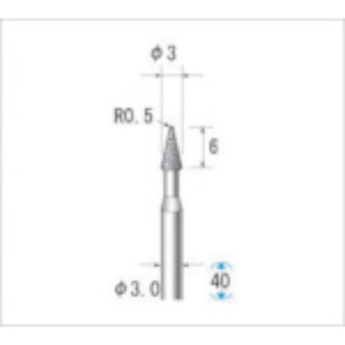 ナカニシ 電着CBNバー テーパー #120 刃径3×40L(Tcode:4760654)