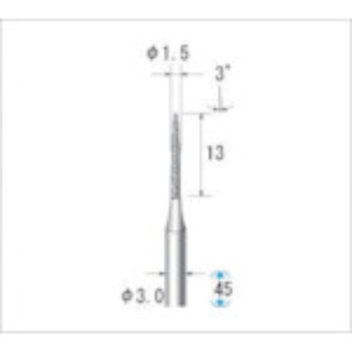 ナカニシ クラフトダイヤモンドバー(1Pk(袋)=3本入)テーパー 刃径1.5(Tcode:4761014)