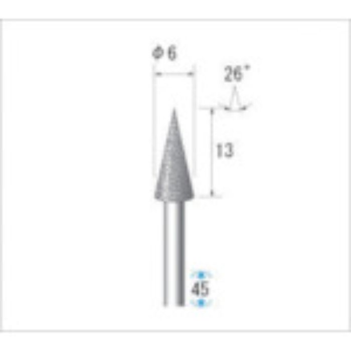ナカニシ クラフトダイヤモンドバー(1Pk(袋)=3本入)テーパー 刃径6(Tcode:4761031)