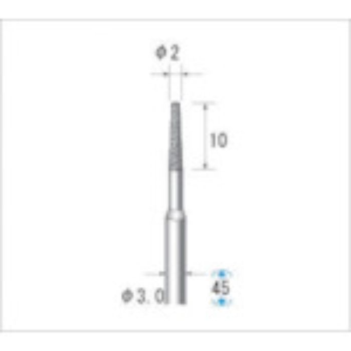 ナカニシ クラフトダイヤモンドバー(1Pk(袋)=3本入)テーパー先平 刃径2(Tcode:4761049)