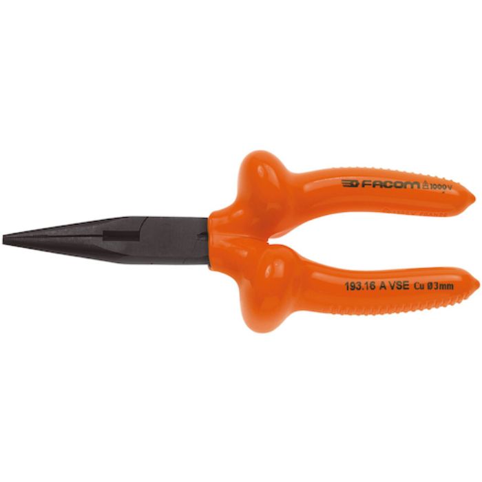 FACOM 絶縁工具 ロングハーフラウンドノーズプライヤ 170mm(Tcode:3449646)