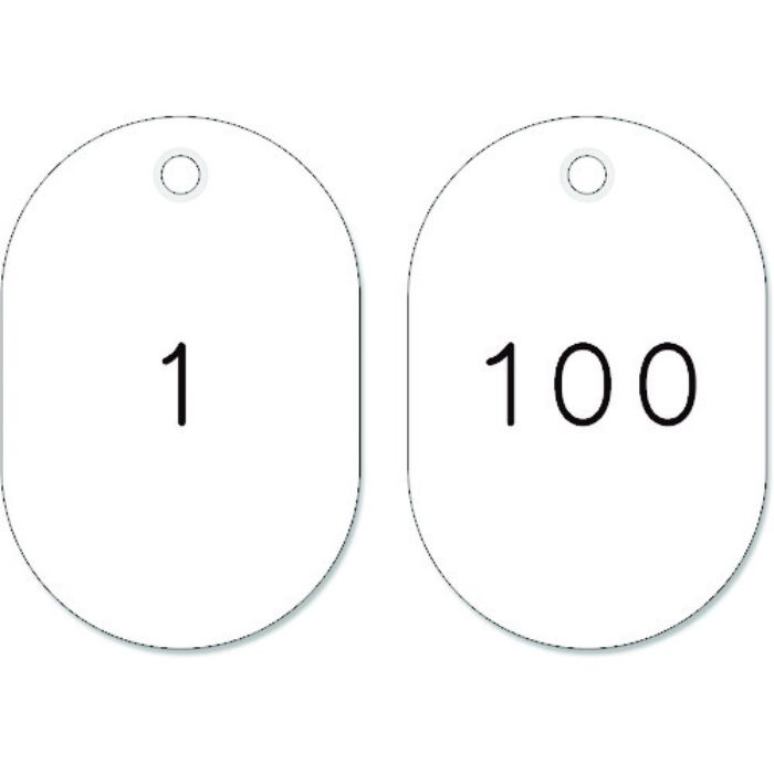 緑十字 小判型番号札 1〜100/連番号入 白 小判札453-W(1〜100) 45×30mm 100枚組(Tcode:1063128)