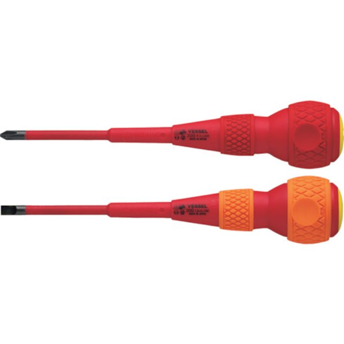 VESSEL ボールグリップ絶縁ドライバー2本組 +2/-6×100mm 各1本 202PS-1(Tcode:2314027)