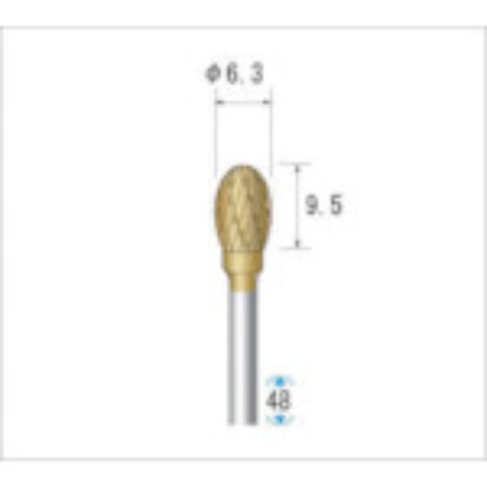 ナカニシ チタンコート超硬カッター 楕円(ダブルカット)刃径6.3mm刃長9.5mm(Tcode:4761880)