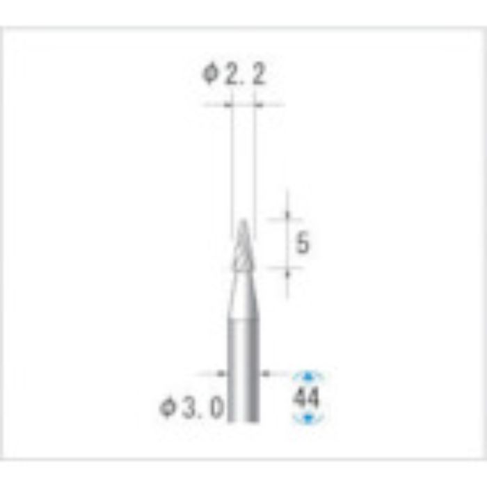 ナカニシ チタンコート超硬カッター テーパー(ダブルカット)刃径2.2mm刃長5mm(Tcode:4761901)