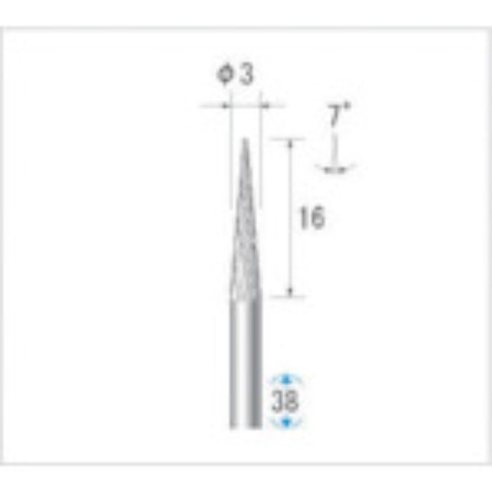 ナカニシ チタンコート超硬カッター テーパー(ダブルカット)刃径3mm 刃長16mm(Tcode:4761936)