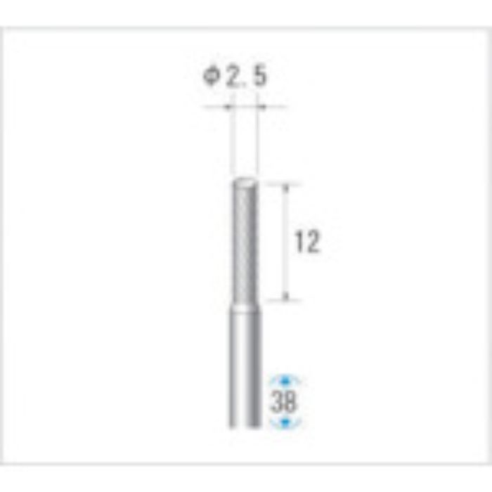 ナカニシ チタンコート超硬カッター 円筒(シングルカット)刃径2.5mm刃長12mm(Tcode:4762029)