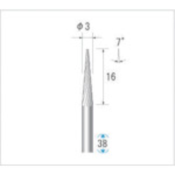 ナカニシ チタンコート超硬カッター テーパー(シングルカット)刃径3mm刃長16mm(Tcode:4762053)
