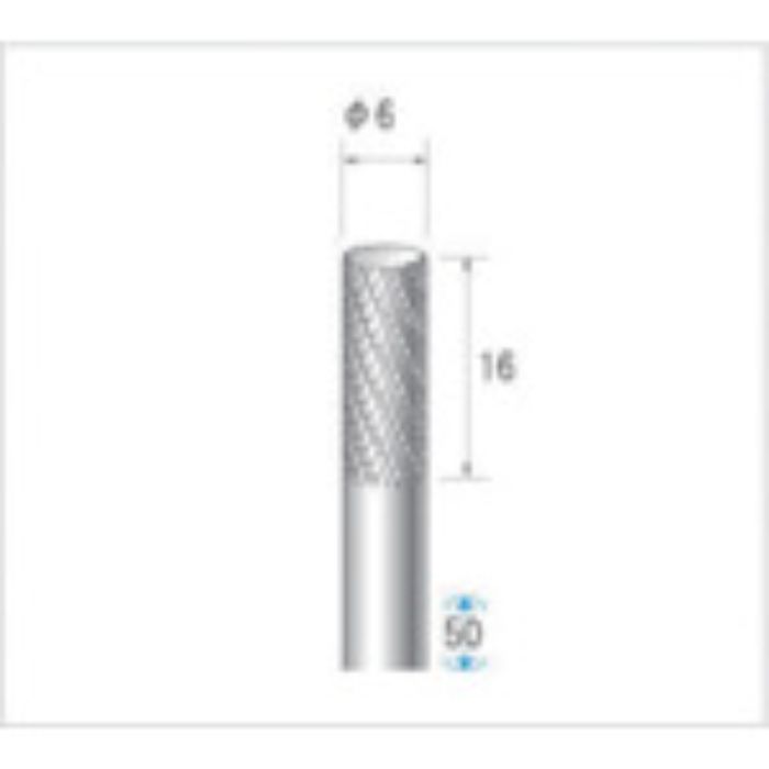 ナカニシ チタンコート超硬カッター 円筒(ダブルカット)刃径6mm 刃長16mm(Tcode:4762118)