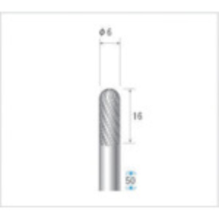 ナカニシ チタンコート超硬カッター 円筒先丸(ダブルカット)刃径6mm 刃長16mm(Tcode:4762134)