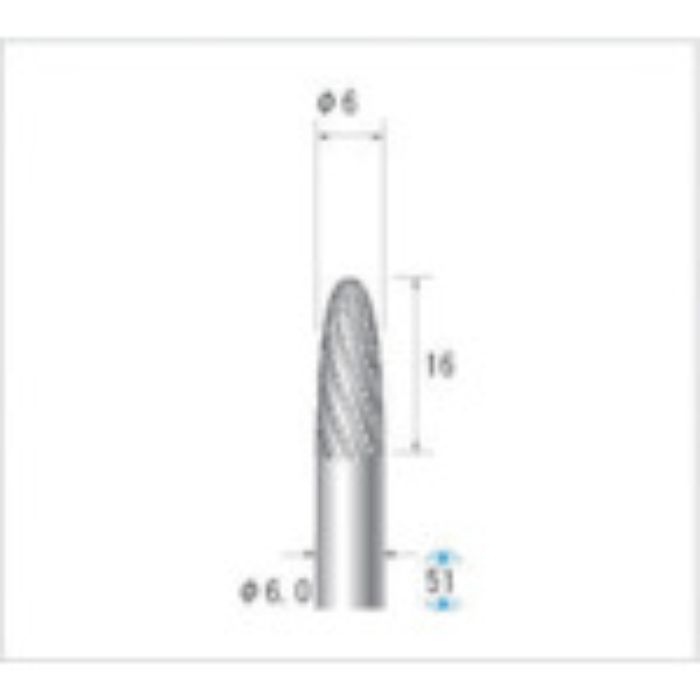 ナカニシ チタンコート超硬カッター 砲弾(ダブルカット)刃径6mm 刃長16mm(Tcode:4762151)