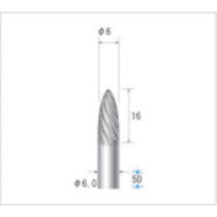 ナカニシ チタンコート超硬カッター 砲弾(ダブルカット)刃径6mm 刃長16mm(Tcode:4762177)