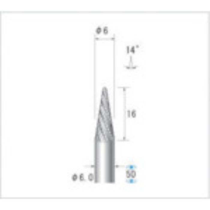ナカニシ チタンコート超硬カッター テーパー(ダブルカット)刃径6mm 刃長16mm(Tcode:4762185)