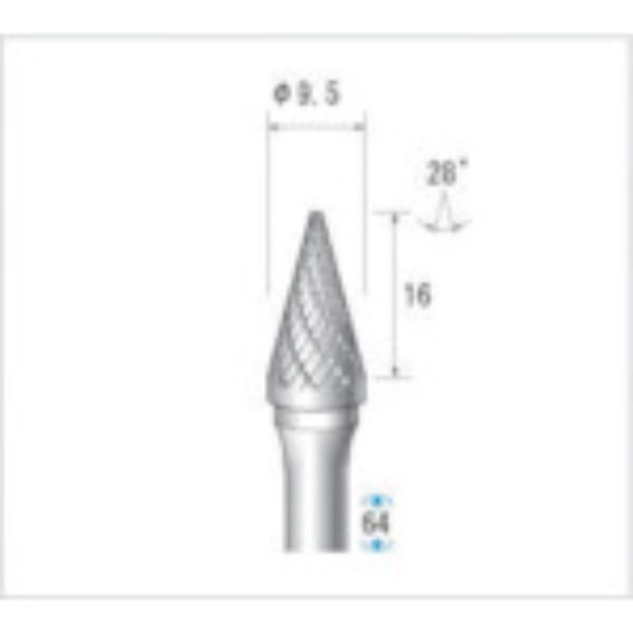 ナカニシ チタンコート超硬カッター テーパー(ダブルカット)刃径9.5mm 刃長16mm(Tcode:4762207)