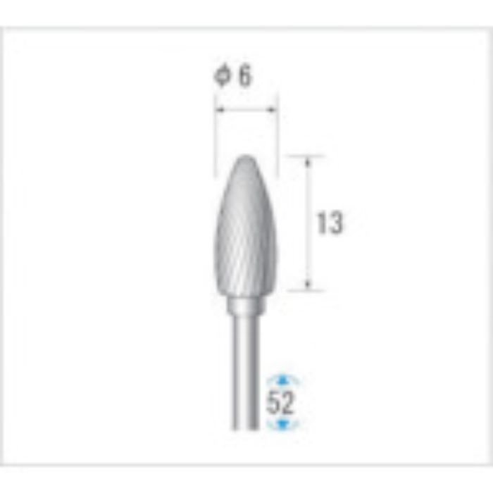 ナカニシ 超硬カッター 砲弾(シングルカット) 刃径6mm 刃長13mm(Tcode:4762681)