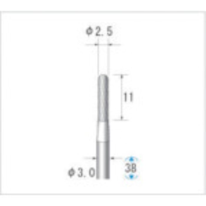 ナカニシ 超硬カッター 円筒先丸(シングルカット) 刃径2.5mm 刃長11mm(Tcode:4762924)