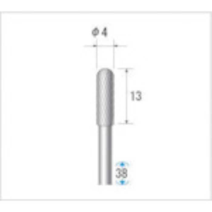 ナカニシ 超硬カッター 円筒先丸(シングルカット) 刃径4mm 刃長13mm(Tcode:4762941)