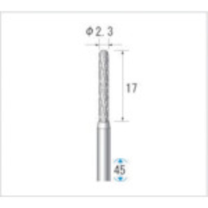 ナカニシ 超硬カッター 円筒先丸(ダブルカット) 刃径2.3mm 刃長17mm(Tcode:4763033)