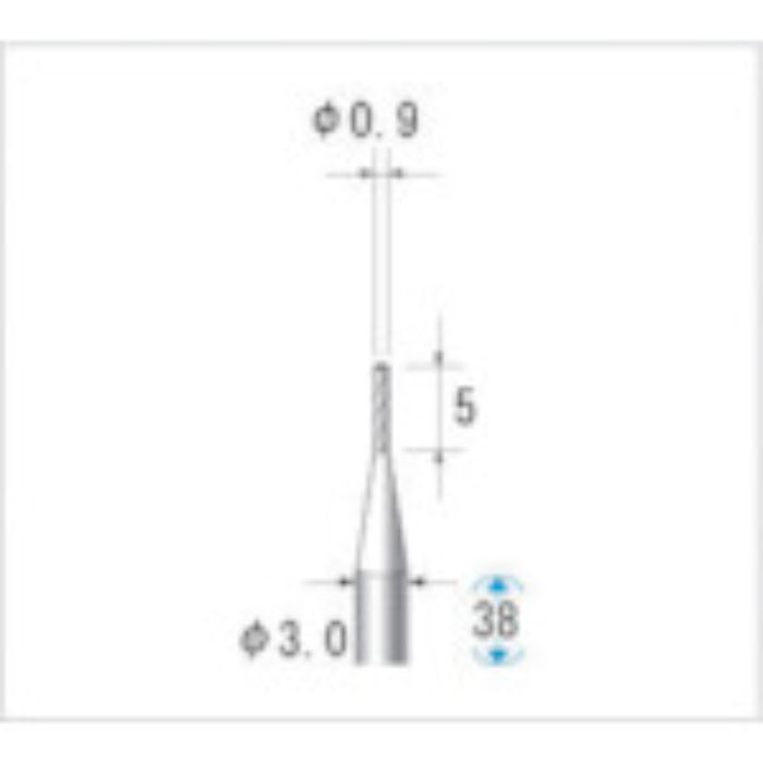 ナカニシ 超硬カッター 円筒(シングルカット・エンドカット付) 刃径0.9mm 刃長4mm(Tcode:4763122)