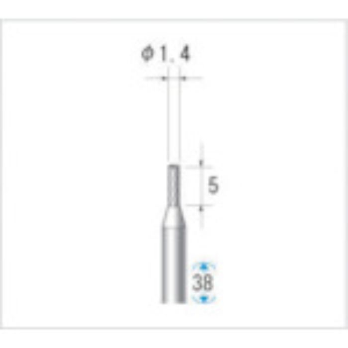 ナカニシ 超硬カッター 円筒(シングルカット・エンドカット付) 刃径1.4mm 刃長4mm(Tcode:4763149)